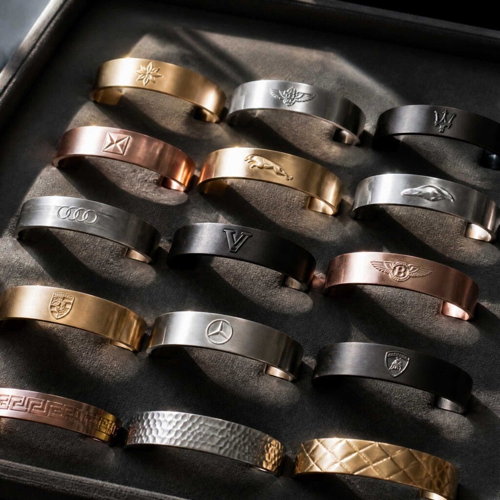 Stamped logo on stainless steel jewelry