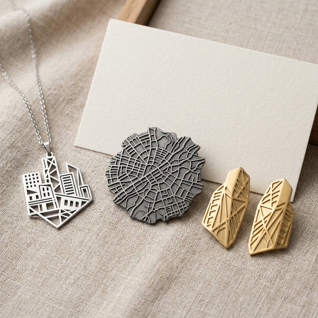 architecture map jewelry theme display