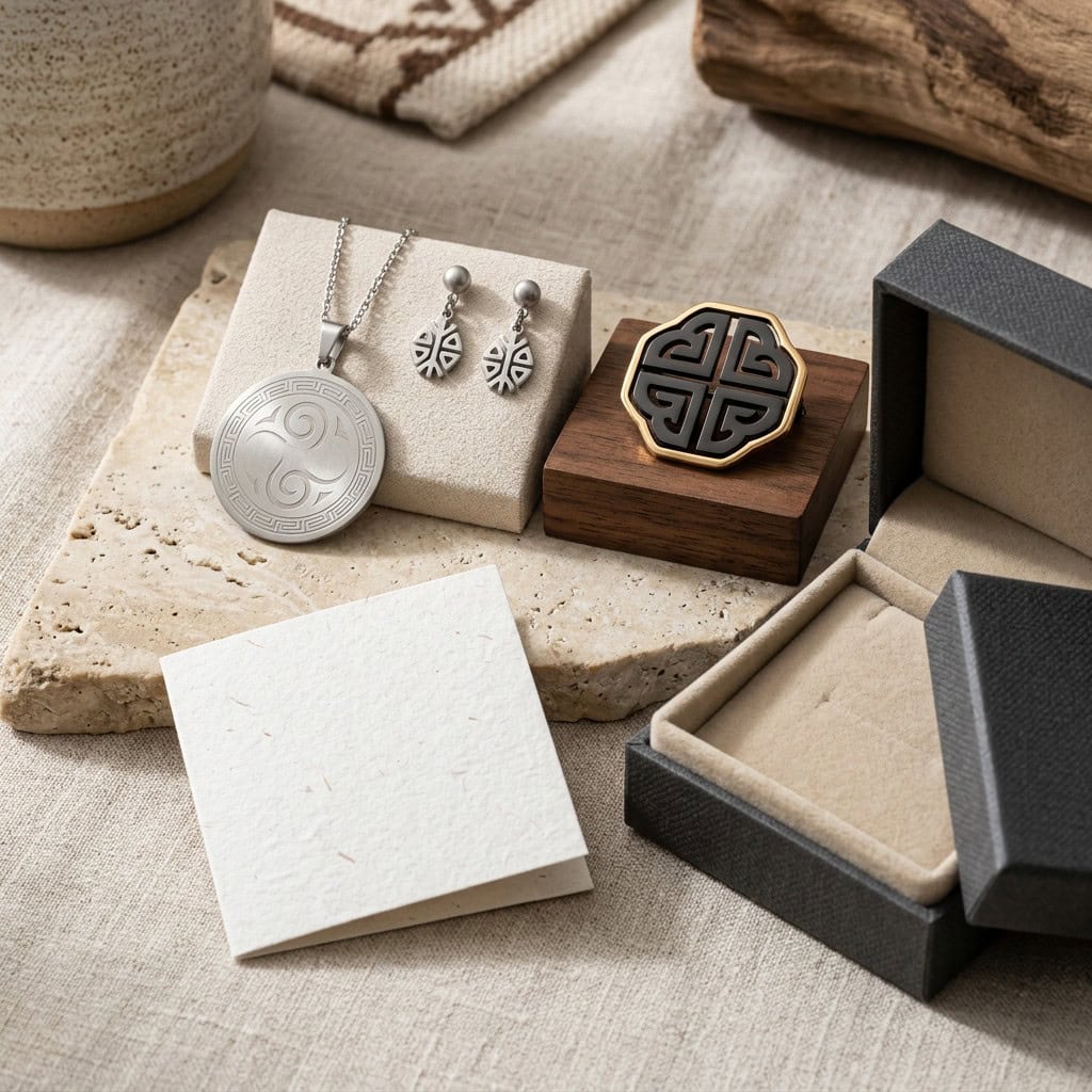artifact motif jewelry theme display