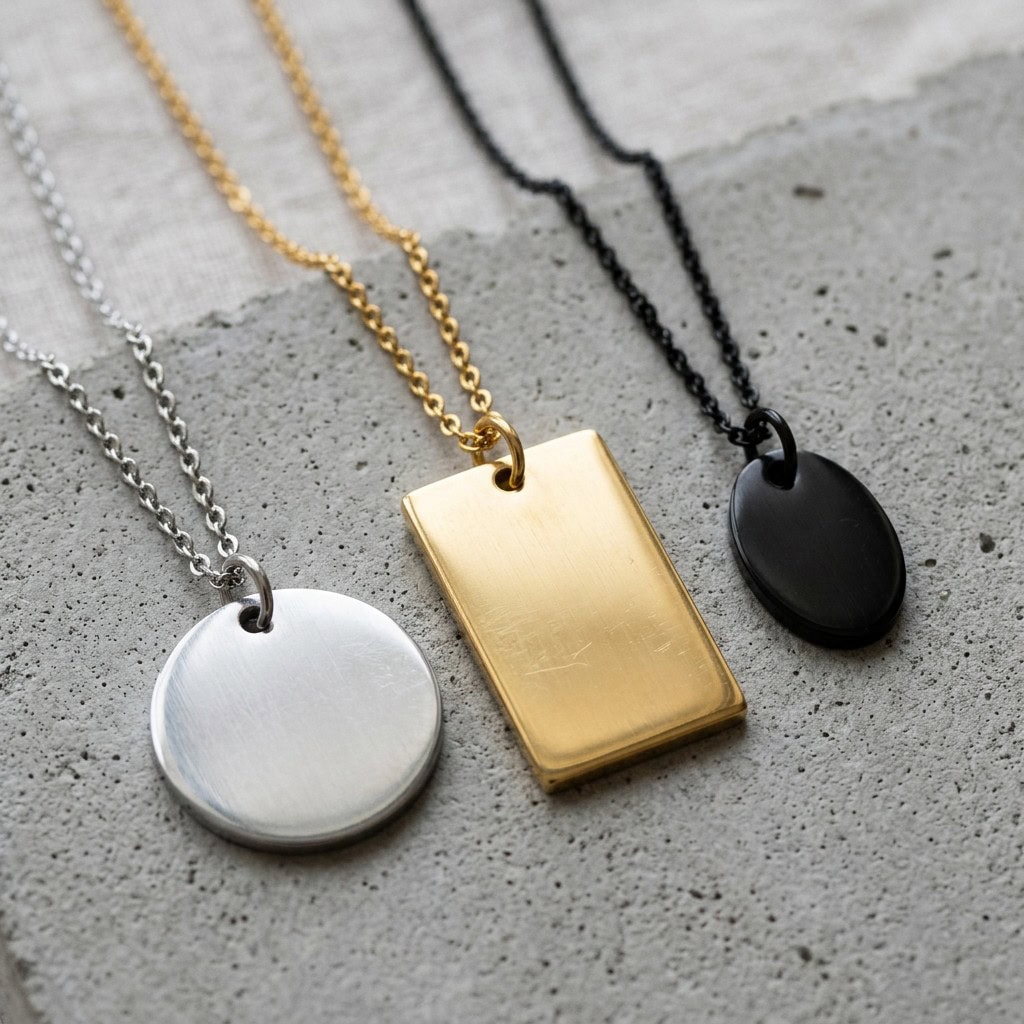 engravable identity pendants product display