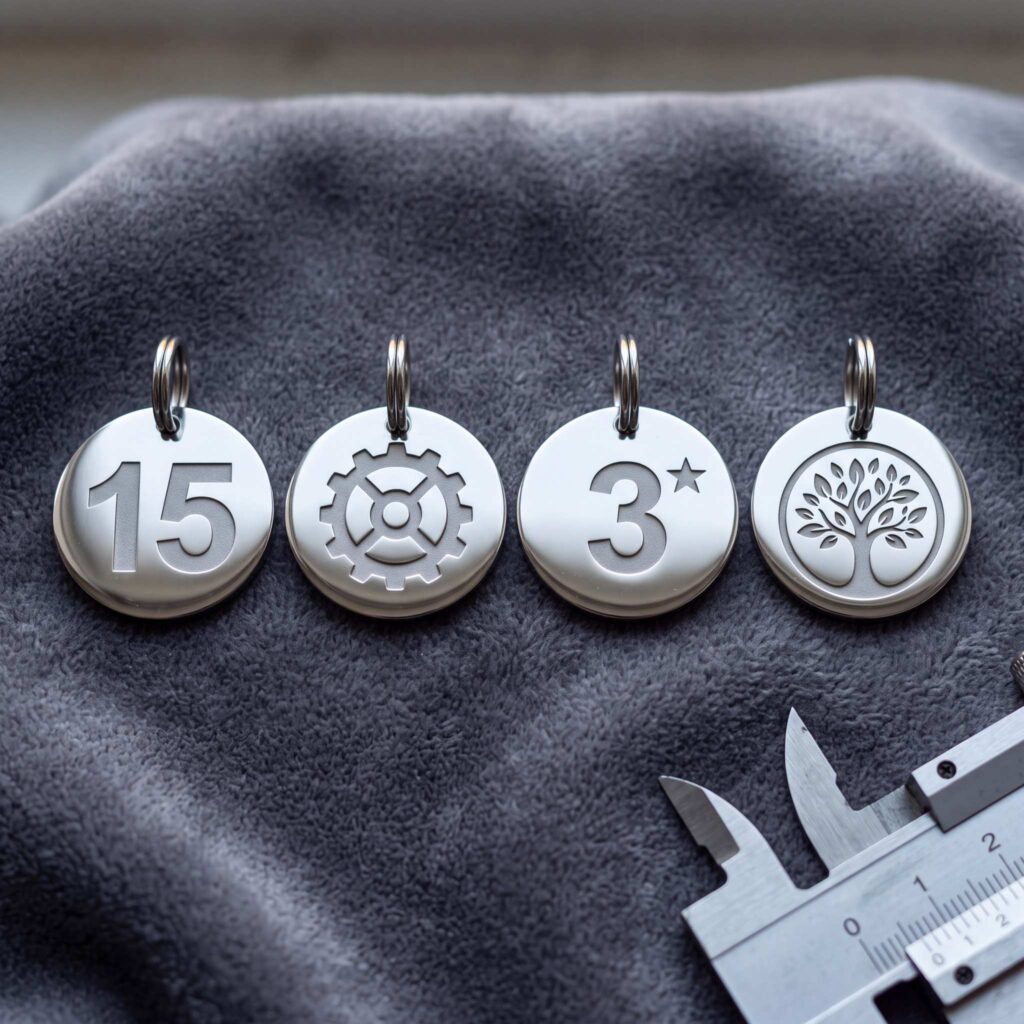 engraved charms token assortment