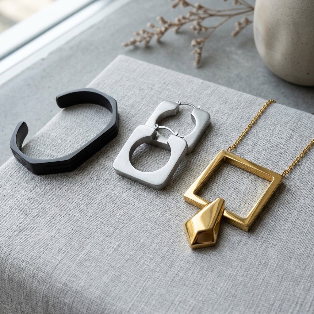 geometric line jewelry product display