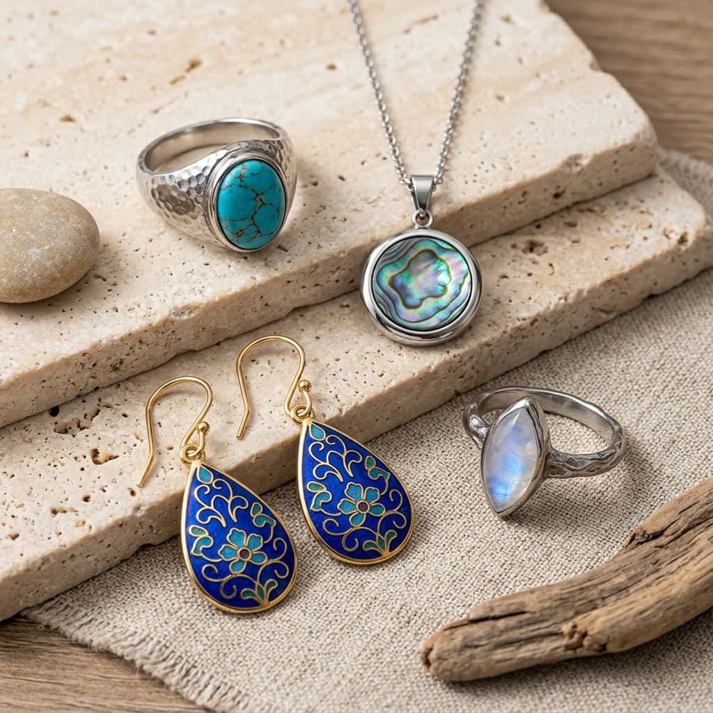 home Stone Shell Enamel Jewelry