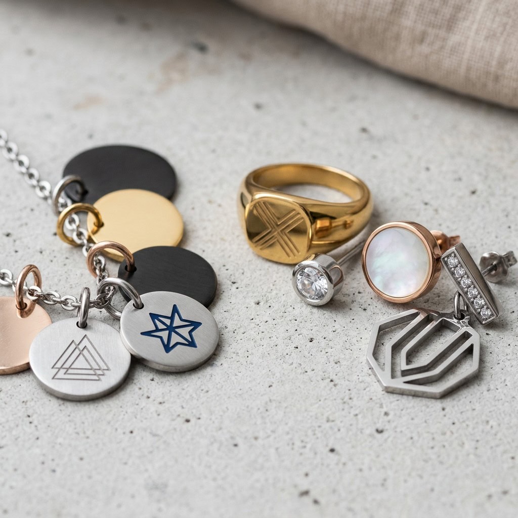 Jewelry decorative detail samples with stone and colored accents