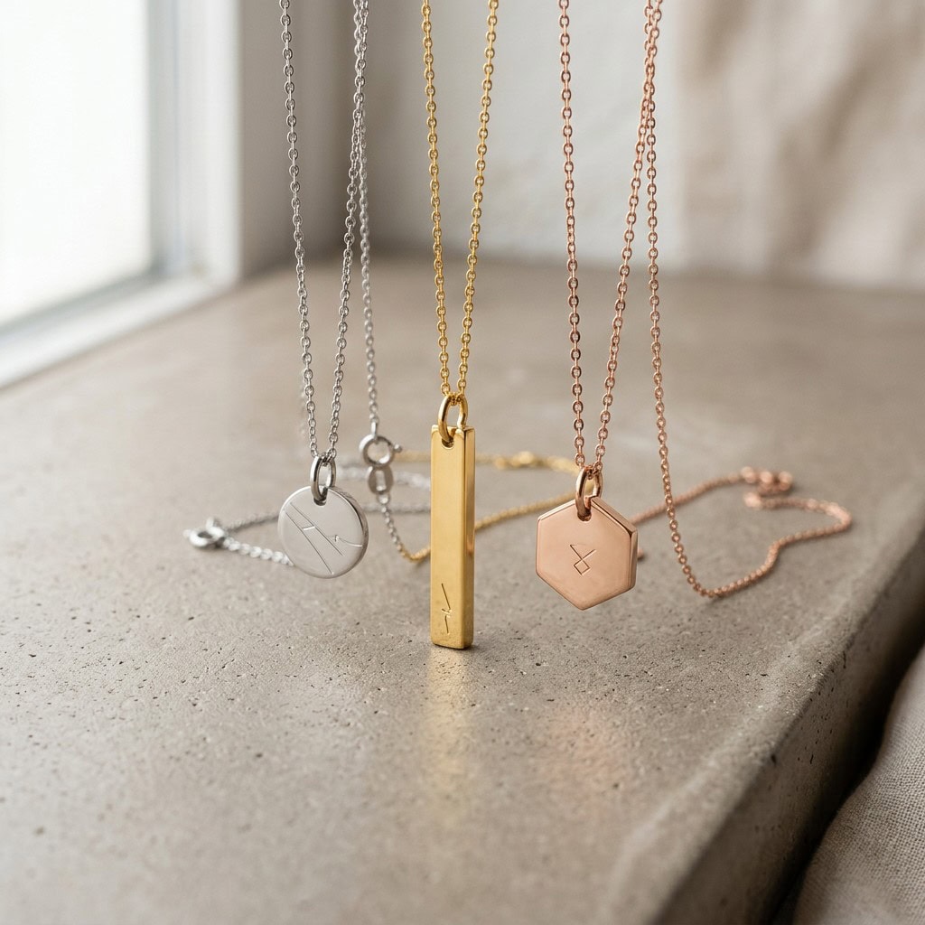 minimalist brand pendants product display