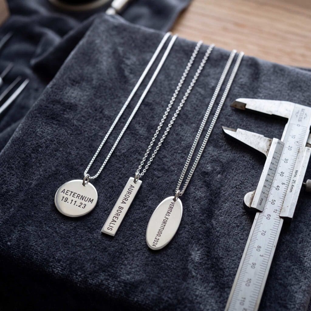 necklace logo tag assembly