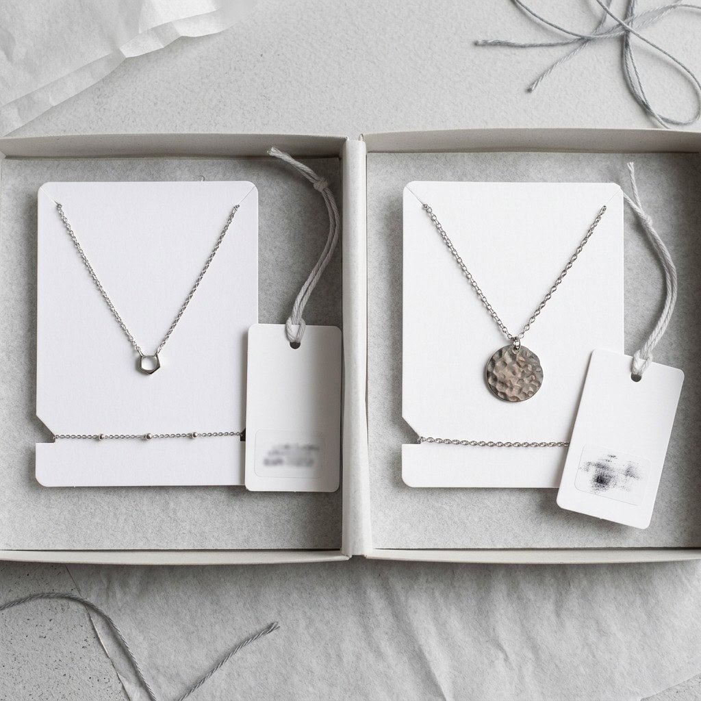 necklace set label control packaging table