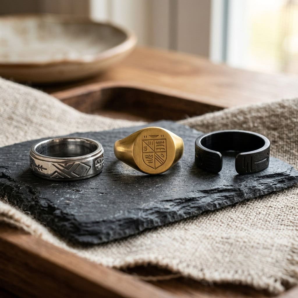 personalized rings product display