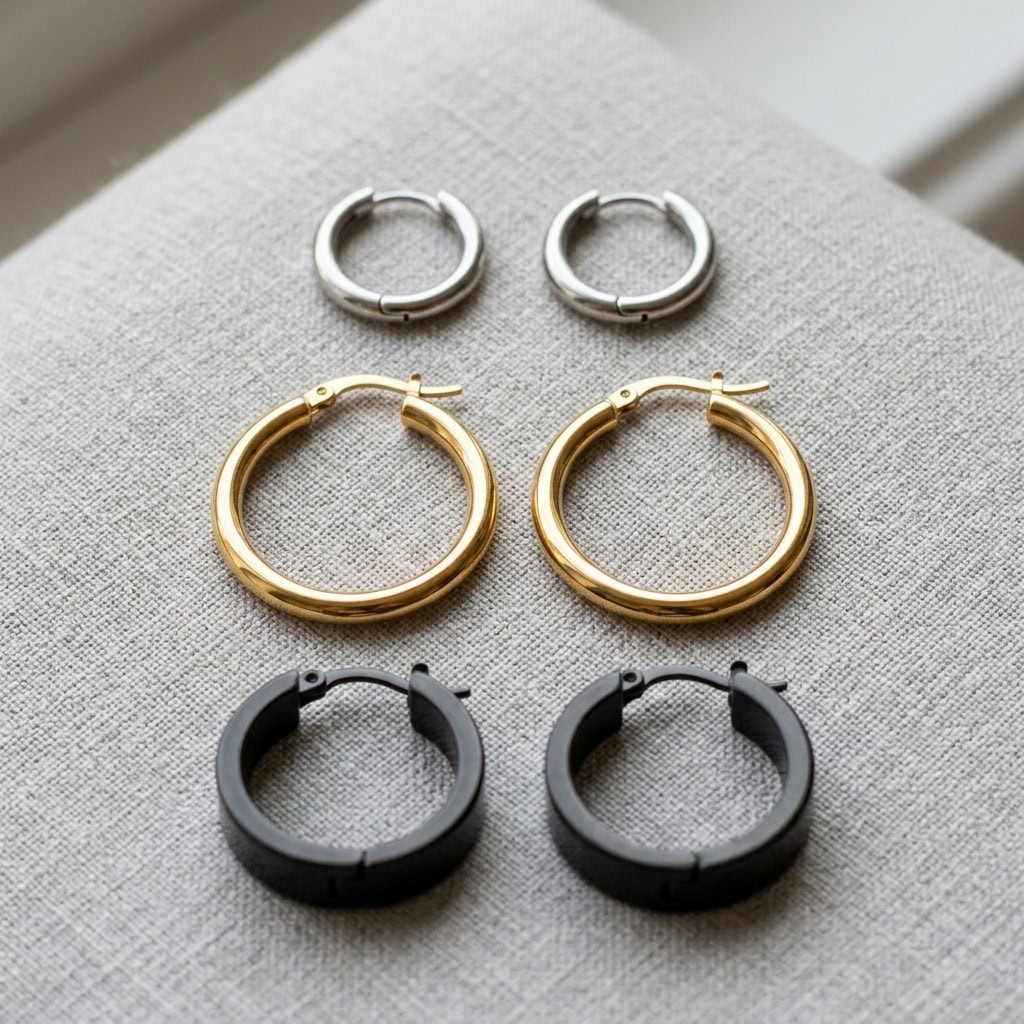stainless steel hoop earrings closure display