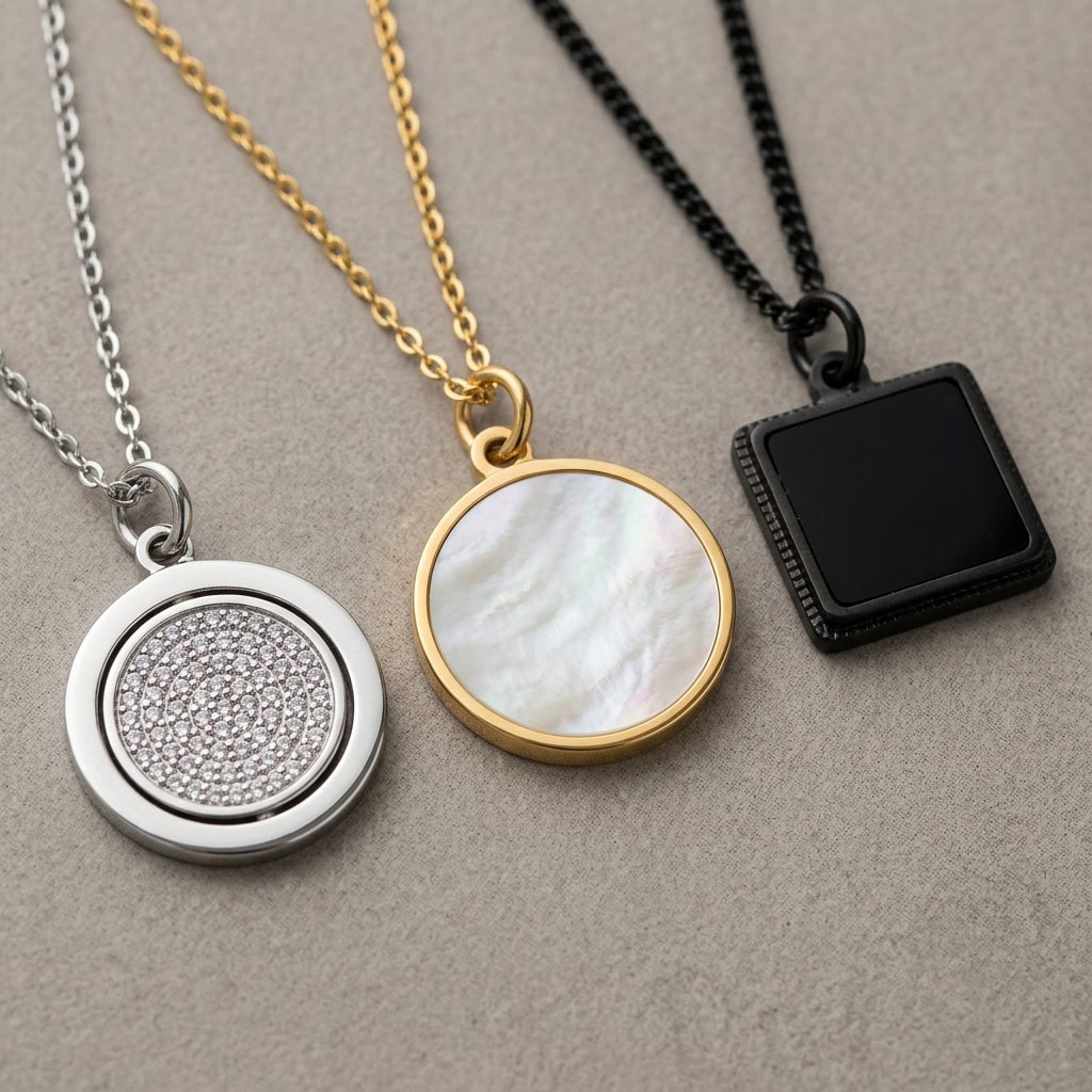 stone inlay pendants product display