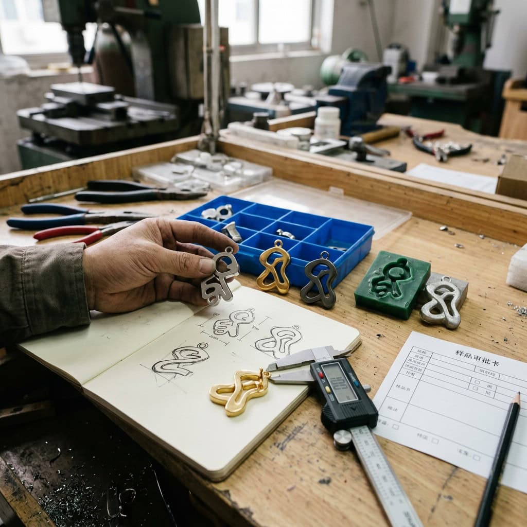 three dimensional mascot charms sample development table