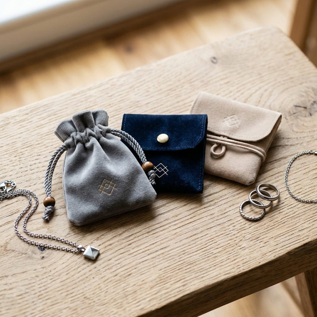 velvet pouch closure packaging display