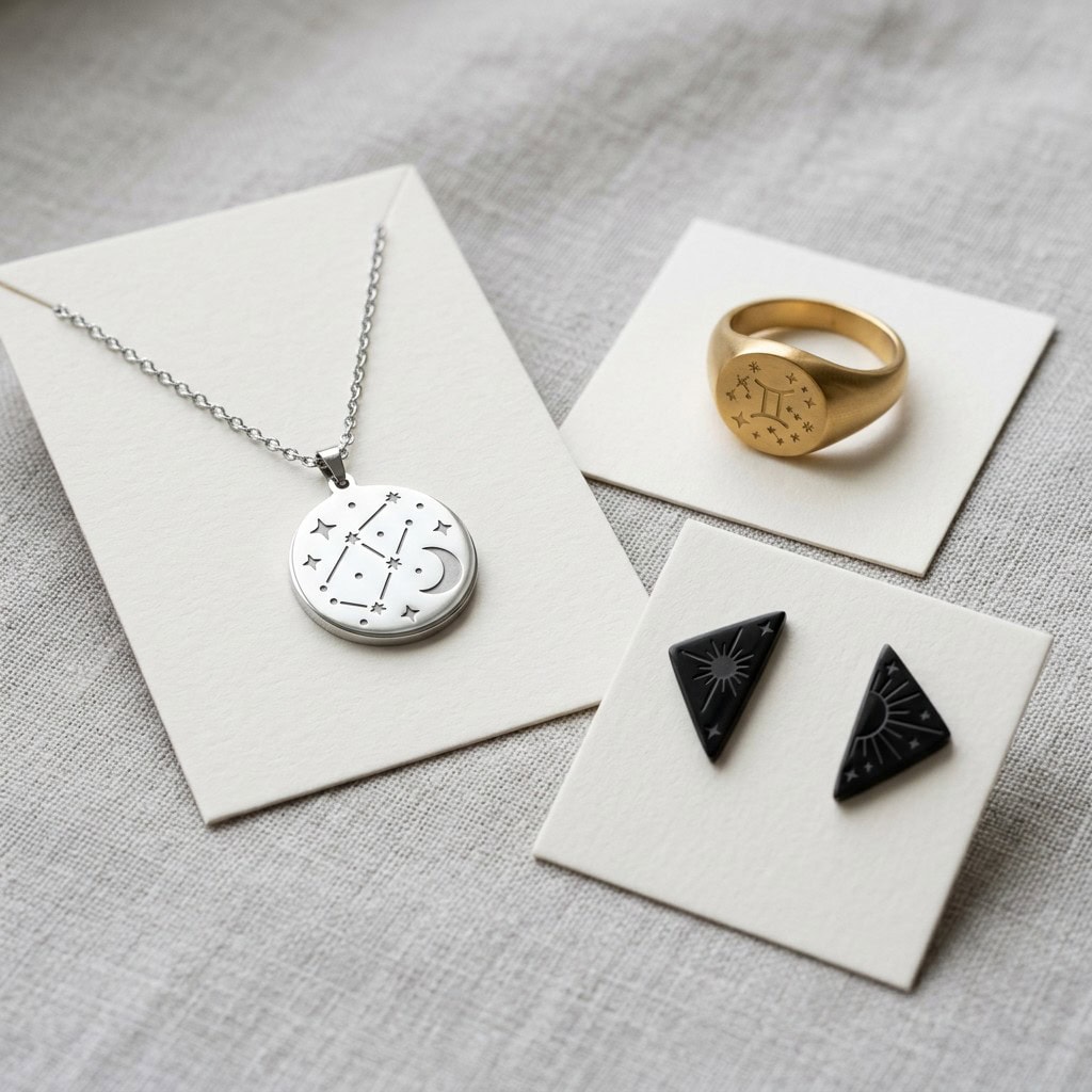 zodiac symbol jewelry product display