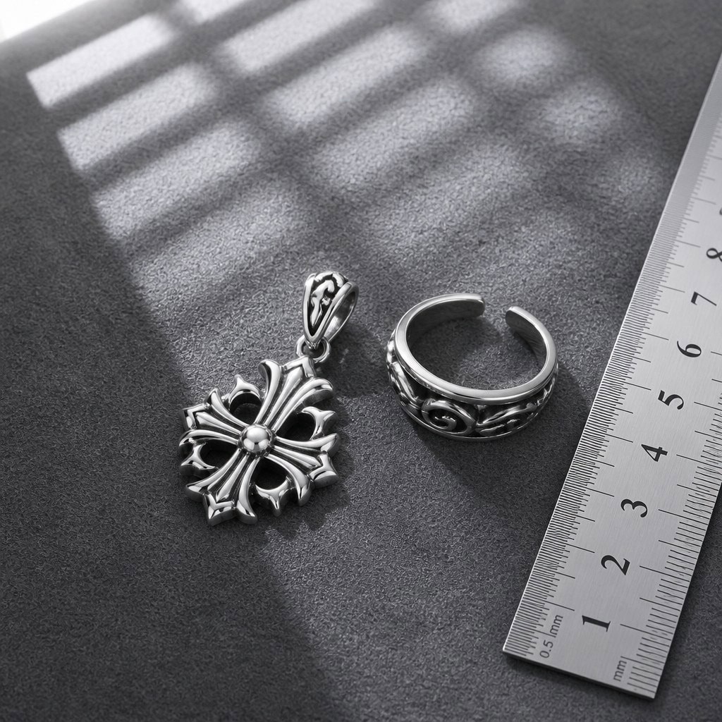 Complex stainless steel jewelry manufacturing details