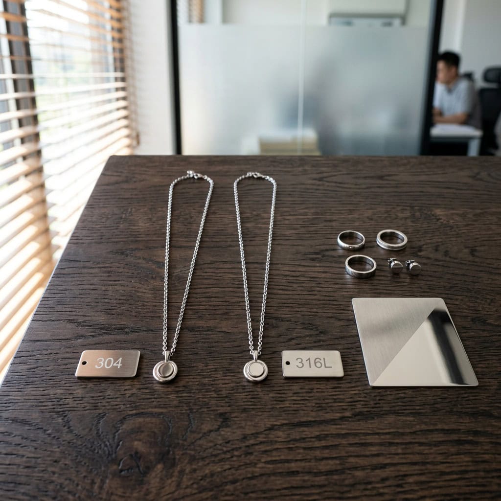 304 and 316L stainless steel material samples