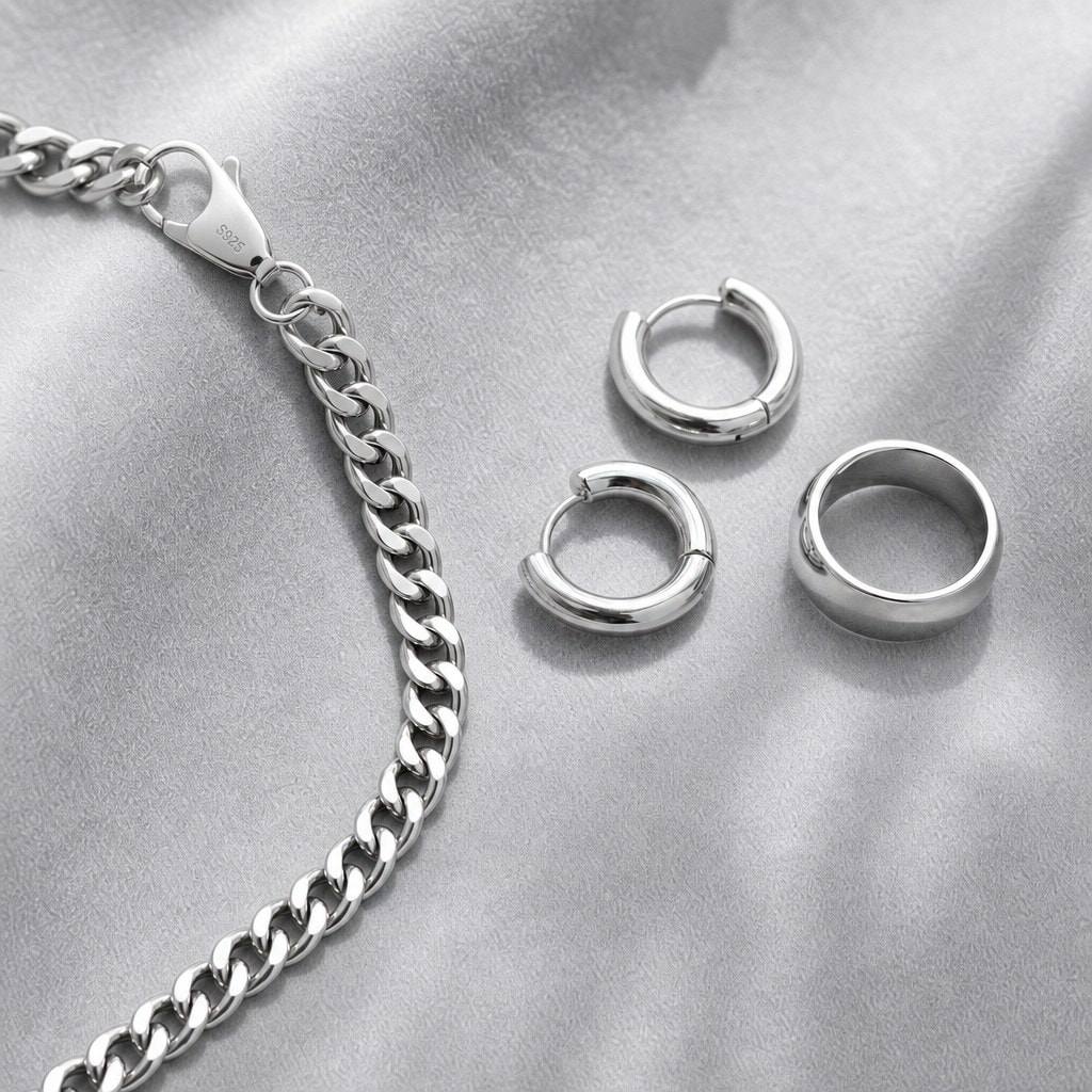 Stainless steel jewelry prepared for retail