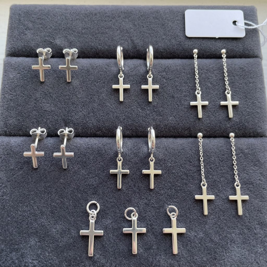 Cross earrings and pendant jewelry