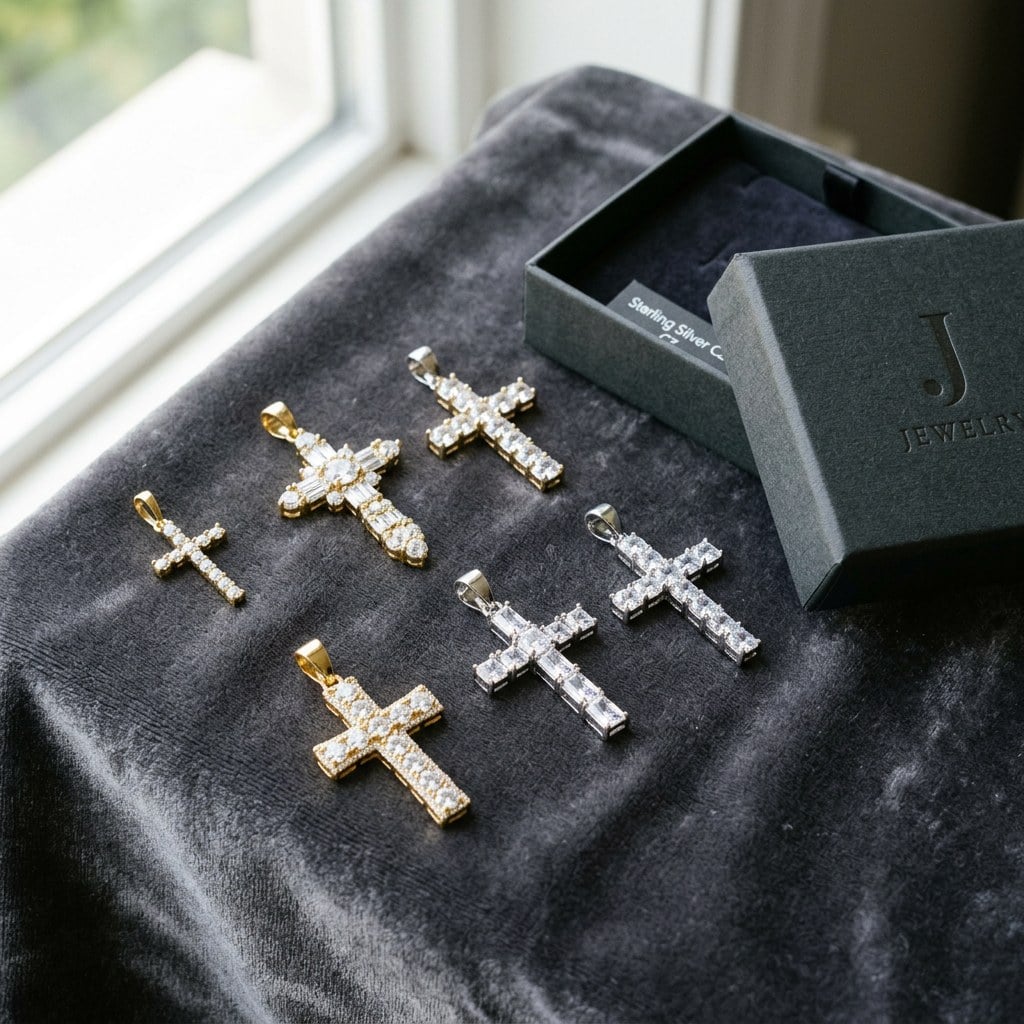 Gemstone cross jewelry samples