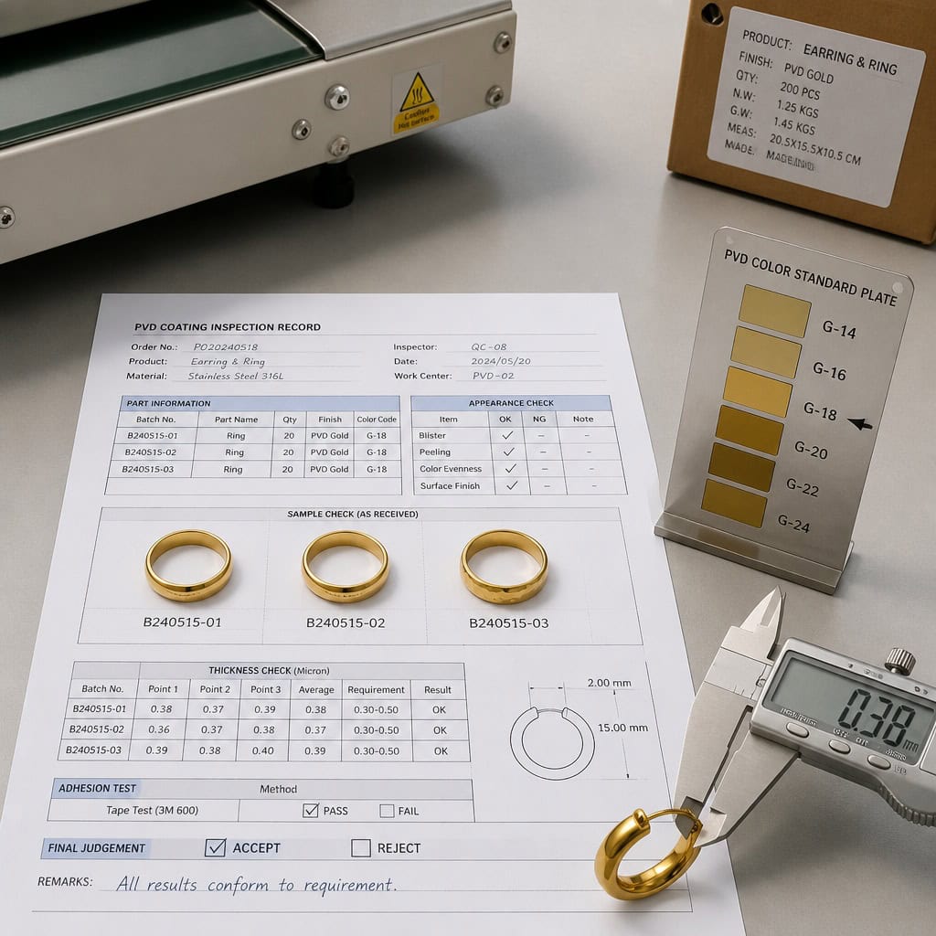 Gold tone jewelry color inspection